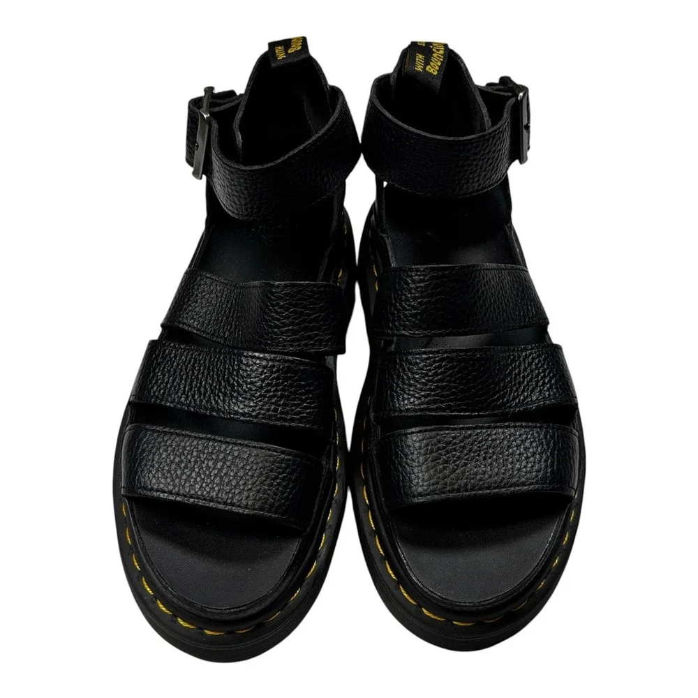 Dr. Martens Clarissa II Quad Womens 8 Black Leather Platform Sandals 24476001